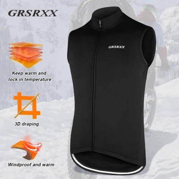 GRSRXX chaqueta térmica de Ciclismo de invierno, abrigo para bicicleta MTB, ropa para bicicleta, camisetas de Ciclismo sin mangas, chaquetas de Ciclismo para hombres y mujeres