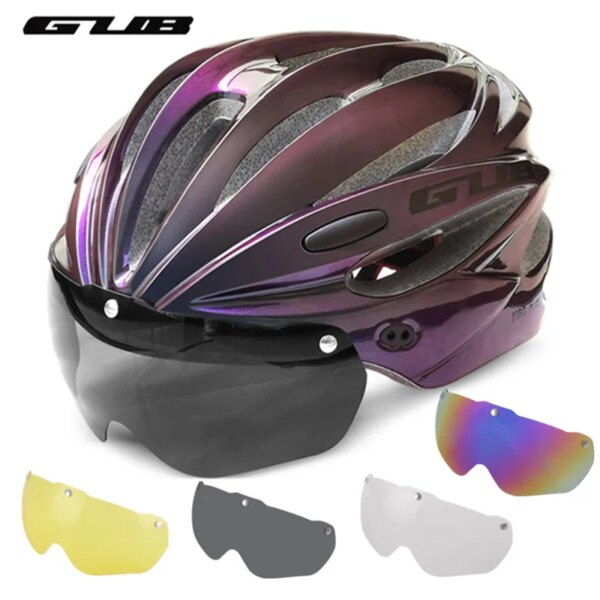 Casco de bicicleta GUB K80 con visera, gafas magnéticas, casco de seguridad en ciclismo para bicicleta de montaña y carretera, moldeado integralmente, 58-62cm para hombres y mujeres