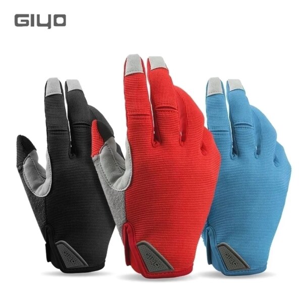 Giyo-guantes de dedo completo para ciclismo, antideslizantes, con pantalla táctil, tela de Lycra, guantes largos para Bicicleta de carretera