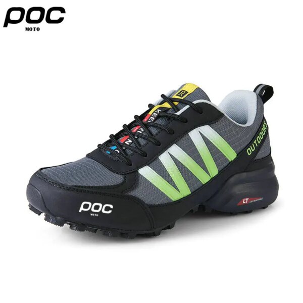 Verde Moto POC hombres MTB zapatos de ciclismo con cordones luminosos zapatos impermeables para bicicleta zapatos de motocicleta moda senderismo zapatillas hombre 2023