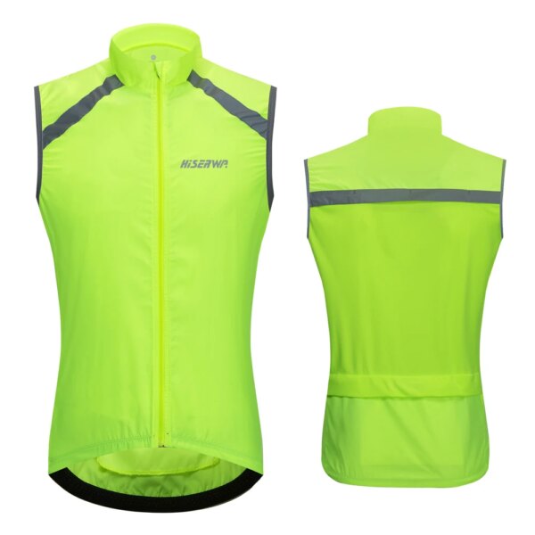 HISERWA-Chalecos de Ciclismo para hombre, chaleco ligero sin mangas con reflejos a prueba de viento, Ropa para Ciclismo de montaña, Maillot, Ropa de Ciclismo