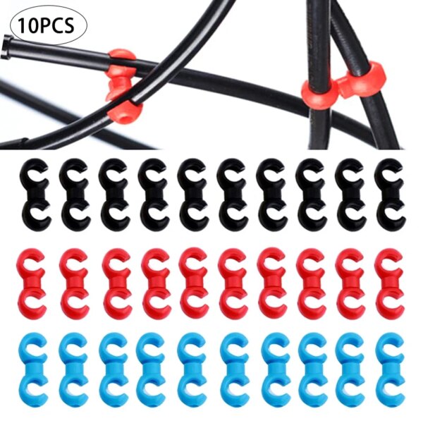 Caliente 10 Uds en forma de S líneas de freno de bicicleta manguera gancho Clips bicicleta Cable cruzado ordenado lazos soporte Guid manguera hebilla Clip accesorios de bicicleta