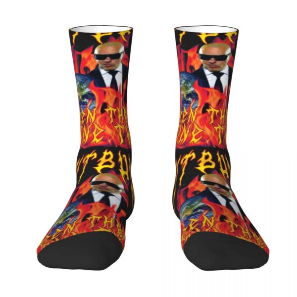 Calcetines de metal pesado Pitbull Flames Medias casuales Calcetines de ciclismo de calidad unisex Calcetines antideslizantes estampados de invierno