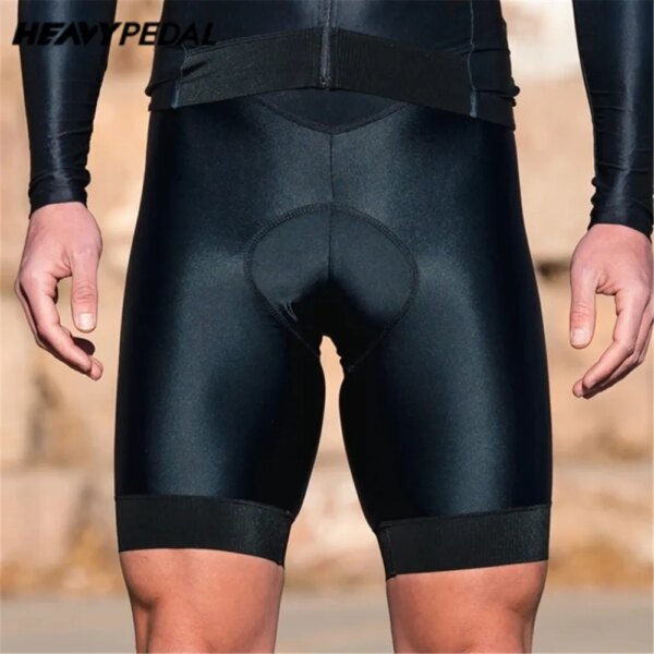 Heavypedal-pantalones cortos con pechera para ciclismo, mallas acolchadas transpirables para bicicleta de montaña, color negro, para triatlón, ropa profesional para bicicleta de montaña