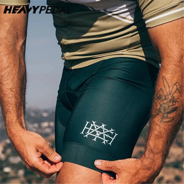 Heavypedal, Baberos verdes para hombre, mallas con tirantes para ciclismo Pro Corea, Lycra, transpirable, fresco para viajes largos, 8 horas de paseo en bicicleta, pantalones cortos con pechera 5XL