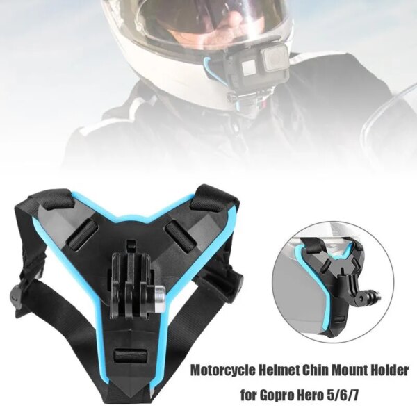 Soporte para casco, soporte para barbilla, casco integrado para motocicleta con héroe para Gopro