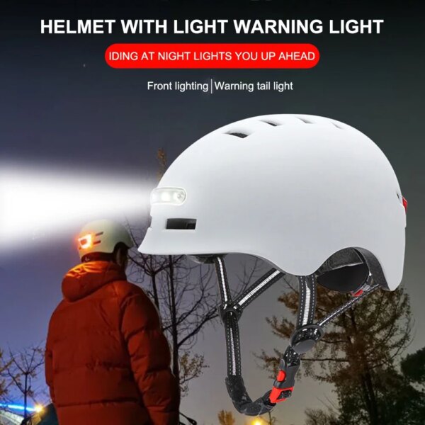 Casco con luz de advertencia integrado para bicicleta, equilibrio, casco para coche, deportes al aire libre, coche eléctrico, Scooter, gorra para montar