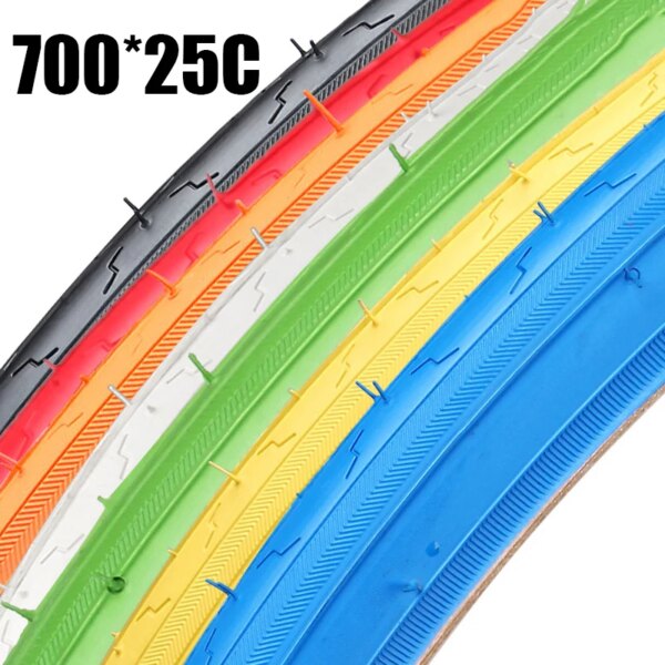 Alta calidad 700 * 25C ​​25-622 Neumáticos de bicicleta de carretera Neumáticos de bicicleta Piñón fijo Bicicletas de carretera Bicicletas de crucero Neumáticos 7 colores Accesorios de bicicleta