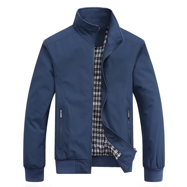 Chaqueta informal sólida de bombardero de alta calidad para hombre, ropa de abrigo informal para primavera y otoño, ropa deportiva con cuello levantado, chaquetas para hombre de talla grande M-5Xl