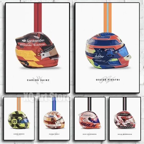 Colección de temporada de casco de carreras F1, póster impreso en lienzo, estética, arte de Fórmula Uno, pared del hogar, conductor, decoración de habitación de carreras, regalos