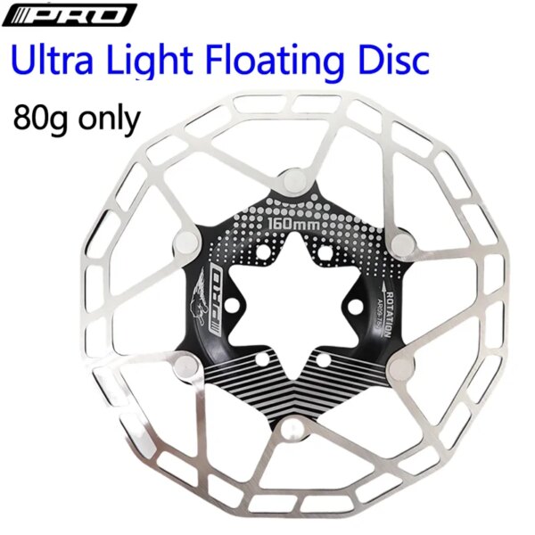 IIIPRO-Rotor de freno ultraligero de acero inoxidable para bicicleta de montaña, disco flotante de 80g, 160mm, 6 pernos, pastilla de freno de disco, piezas de bicicleta