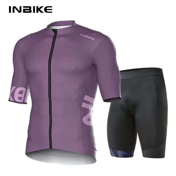 INBIKE Conjuntos de Ciclismo Jersey Pantalones Cortos de Manga Corta para Hombres Camisas de Ciclismo de Carretera de Secado rápido Baberos Ropa con Bolsillos