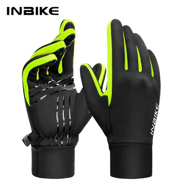 INBIKE-guantes de ciclismo para hombre y mujer, cálidos guantes de lana para ciclismo de invierno, accesorios impermeables para pantalla táctil