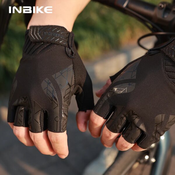 INBIKE-guantes de ciclismo de medio dedo para hombre, manoplas reflectantes para ciclismo de montaña y carretera, accesorios de verano