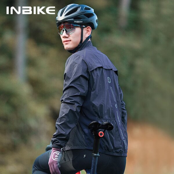 INBIKE-cortavientos de ciclismo para hombre, chaqueta superior de bicicleta a prueba de viento de manga larga para montar, ropa ligera para ciclismo de montaña y carretera