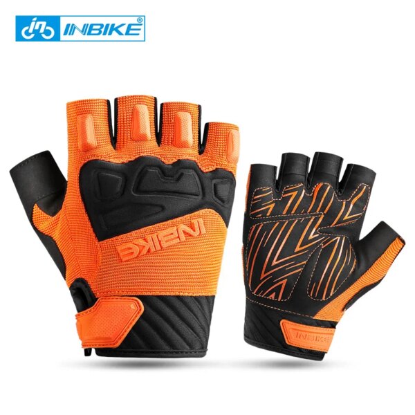 INBIKE Primavera Verano guantes de ciclismo hombres medio dedo bicicleta correr Fitness deportes transpirable protector guantes sin dedos MH010
