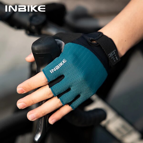 INBIKE-guantes de verano para bicicleta, medio dedo, absorbentes de golpes, para ciclismo de montaña y carretera, para hombres y mujeres