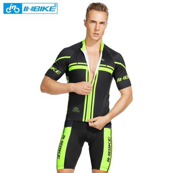 INBIKE-Conjunto de Jersey de ciclismo para hombre, ropa de manga corta para bicicleta de montaña, transpirable, ropa deportiva profesional, traje QG195