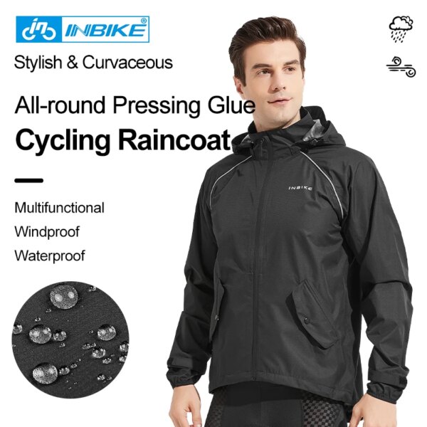 INBIKE impermeable chaqueta de lluvia para hombre ropa de ciclismo MTB bicicleta abrigo a prueba de viento con capucha reflectante ropa deportiva al aire libre WB105