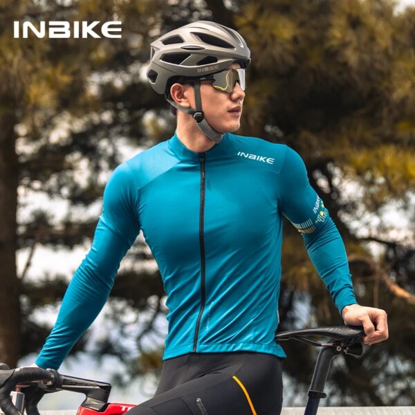 INBIKE Jersey de Ciclismo de Manga Larga de Invierno para Hombre, Camiseta térmica para Ciclismo de Carretera, Jersey de Ciclismo con Cremallera Completa y 3 Bolsillos MTB