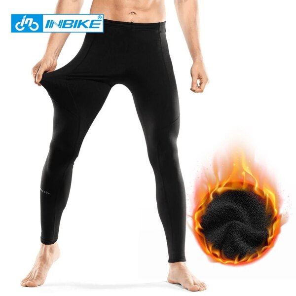 INBIKE, pantalones de ciclismo de invierno para hombre, mallas deportivas térmicas de lana para hombre, mallas, pantalones largos para correr sin acolchado, pantalones para correr