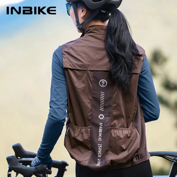 INBIKE-Chaleco de ciclismo para mujer, chaqueta impermeable sin mangas para correr, ropa ligera para ciclismo de montaña, cortavientos reflectante con bolsillos