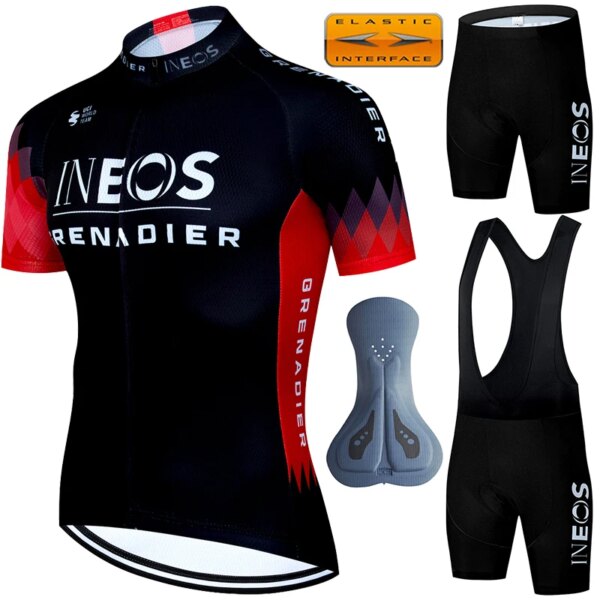 INEOS-Chaqueta de ciclismo para hombre, pantalones con pechera de Gel, ropa de bicicleta, Tricuta, conjunto para hombre, Jersey de ciclismo de montaña con corte láser, Maillot completo, blusa 2024