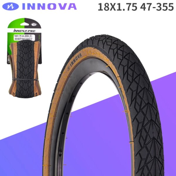 INNOVA 18x1,75 rueda pequeña plegable/neumático de bicicleta con cable 40-65PSI 47-355 bicicleta borde marrón neumático ligero 360 g/pc IA-2084