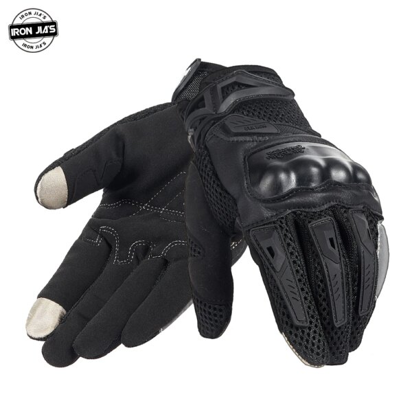 IRON JIA'S-guantes de Moto de verano para hombre, transpirables, con pantalla táctil, equipo de protección para Moto de carreras, Motocross