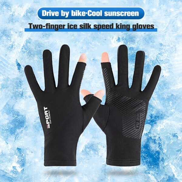 Guantes de ciclismo de medio dedo de seda de hielo para hombres y mujeres, deportes al aire libre, Fitness, conducir, pescar, guantes cómodos de alta elasticidad