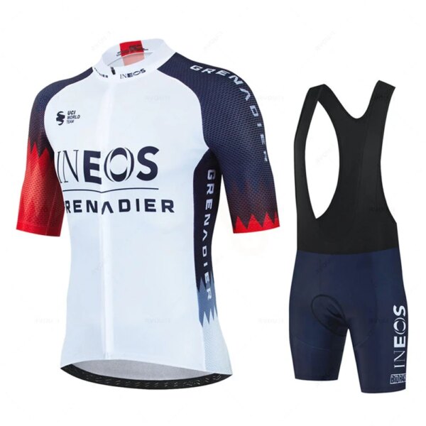 Ineos 2023 hombres de manga corta Ciclismo Jersey conjunto verano Bicicleta Ropa MTB Maillot Ropa Ciclismo Ropa deportiva azul bicicleta traje