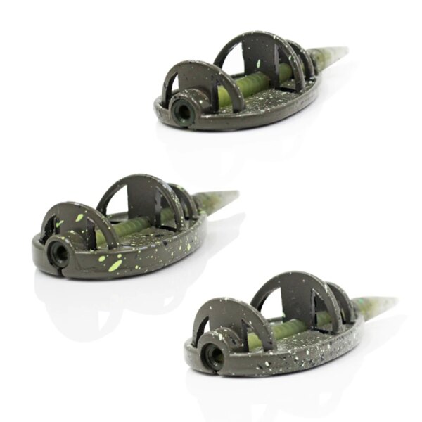 Método en línea alimentador de carpas para pesca, molde de 25/35/45g, accesorios para aparejos de pesca, lanzador de cebo, juego de plomada, soporte para cebo de pesca