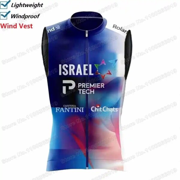 Equipo de Israel 2023 Chaleco de ciclismo a prueba de viento Pro Race Chaleco de viento para hombre Jersey de Ciclismo de Carretera sin mangas cortavientos MTB Chaleco Maillot