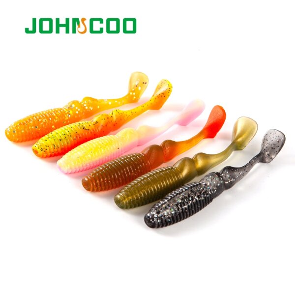 JOHNCOO 4 Uds 95mm 8,5g suave Biat amonita Shad pesca señuelo Crankbait carpa trucha Swimbait silicona gusano carpa Artificial