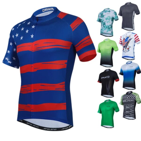 JPOJPO-Camiseta de Ciclismo profesional para hombre, ropa de manga corta para bicicleta de estrella, Maillot de Ciclismo de secado rápido, camiseta de Ciclismo de Carretera MTB