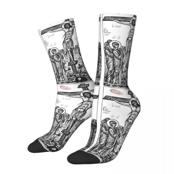 Jesucristo la muerte de Cristo ortodoxo hombres mujeres calcetines ciclismo novedad Primavera Verano Otoño Invierno medias regalo