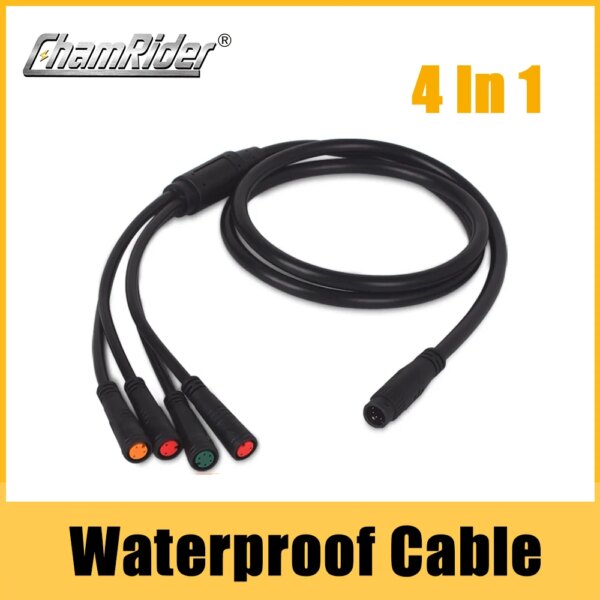 Julet-arnés de cableado 1 a 4, Cable principal resistente al agua para acelerador de bicicleta eléctrica, conector impermeable de freno LCD