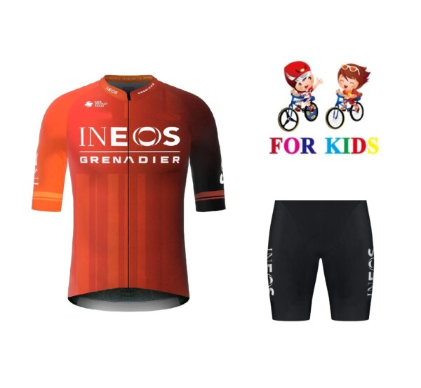 Camiseta de Ciclismo del equipo INEOS Grenadier para niños, Ropa de bicicleta de manga corta con pantalones cortos, 2024