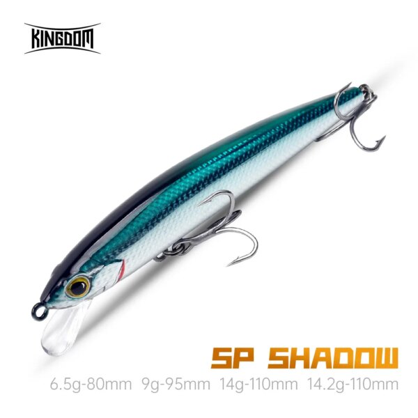 Señuelos de pesca KINGDOM SP Shadow, pececillo suspendido, 6,5g, 9g, 14g, 14,2g, cebos de manivela Wobbler, aparejos de pesca artificiales para lubina y Lucio