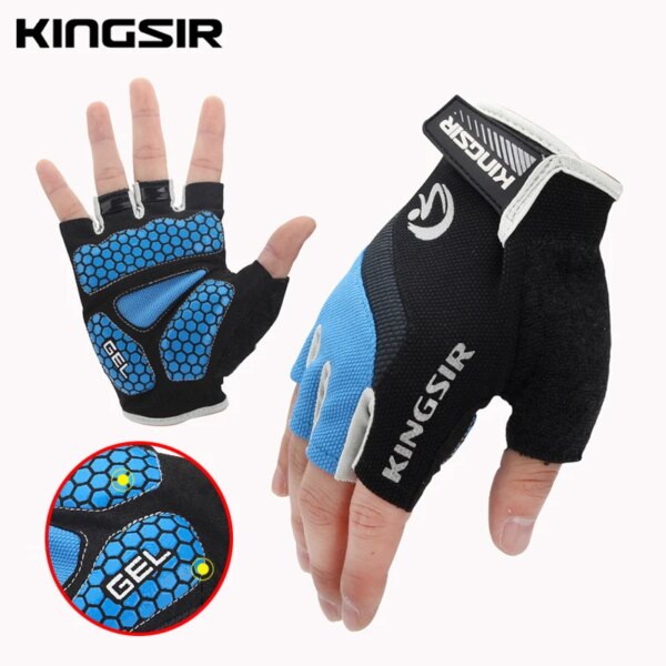 KINGSIR-guantes de ciclismo para hombre y mujer, con relleno de Gel, medio dedo, para gimnasio, MTB, guantes para carreras de motos S XXL, guantes de verano para ciclismo luva