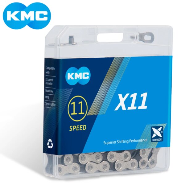 Cadena KMC de 11v para bicicleta de carretera, cadena de bicicleta de 11 velocidades X9 X10 X11 118L, eslabones compatibles con cadena SHIMANO de 11 velocidades con bloqueo de eslabones