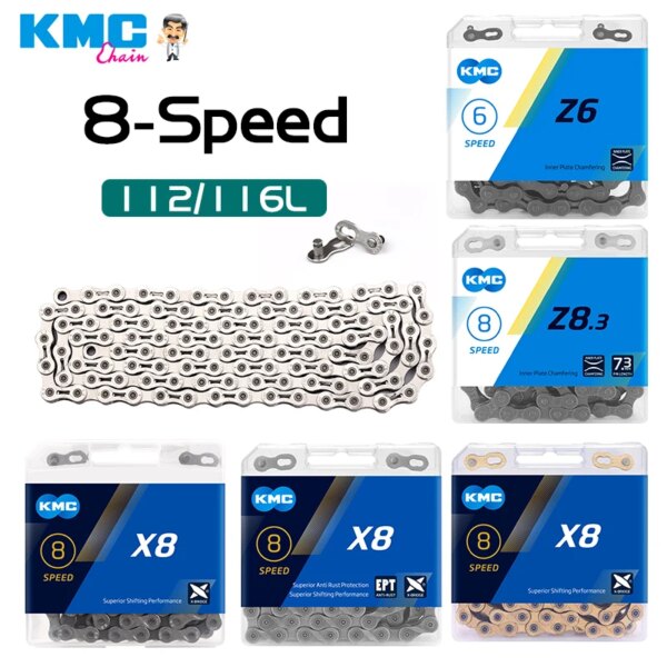 KMC bicicleta 6/7/8 velocidades Z6/Z8.3/X8/X8PL/X8EPT MTB cadenas de bicicleta de carretera 116/112 eslabones con hebilla mágica 6/7/8V cadena para Shimano SRAM