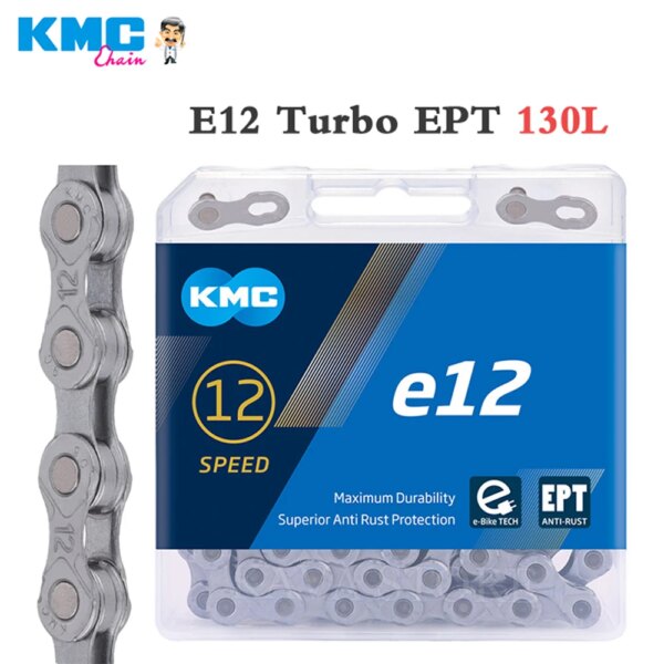 Cadena KMC e-biKE E12, 12 velocidades, 136 eslabones, cadenas para bicicleta eléctrica deportiva antioxidante, cadena EPT KMC e12 Original