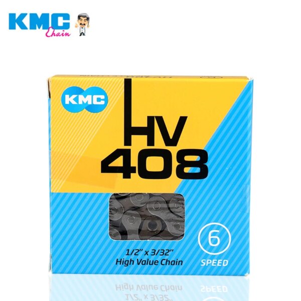 Cadena de bicicleta KMC HV408 de 6/7/8 velocidades para MTB/bicicleta de carretera para Shimano/SRAM 116L/cadena plateada de alto valor