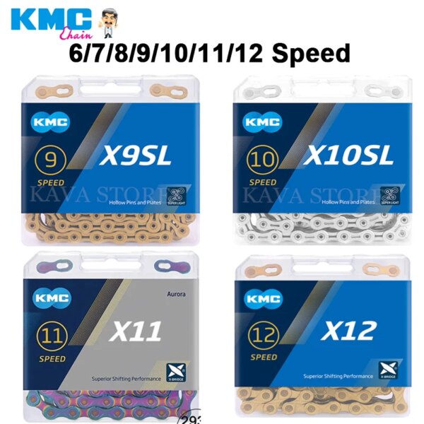 KMC MTB Cadena de bicicleta de carretera 6 8 9 10 11 12 velocidades corriente de bicicleta X12 X11 X10 X9 X8 cadenas de bicicleta para Shimano M4100 M5100 M6100