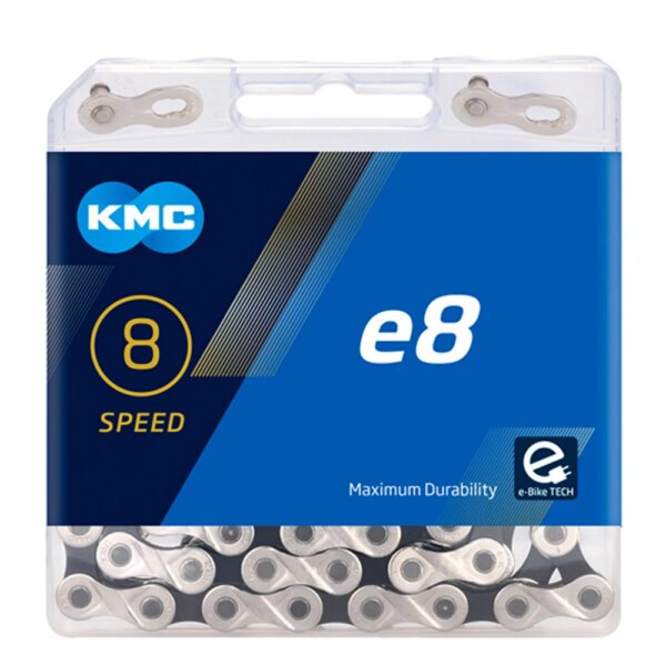 Cadena de bicicleta KMC e8 Cadena de bicicleta eléctrica Cadena de bicicleta KMC e8 Cadena de bicicleta eléctrica Cadena de 8 velocidades Extra larga 136 eslabones Accesorios para bicicleta eléctrica