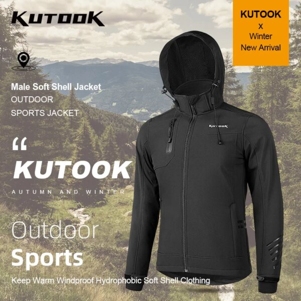 KUTOOK-Chaqueta con funda suave para deportes al aire libre para hombre, abrigo impermeable, ropa térmica para bicicleta, senderismo, caza, HC001