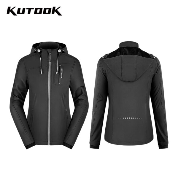 KUTOOK-Chaqueta de ciclismo para mujer, impermeable, para deportes al aire libre, senderismo, escalada, abrigo térmico a prueba de viento, Chaqueta con funda suave HC303