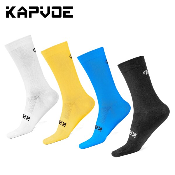 Calcetines de ciclismo Kapvoe para hombre, calcetines deportivos transpirables, calcetines de compresión para bicicleta de carretera, correr, Mtb, calcetines deportivos divertidos hasta la rodilla para baloncesto