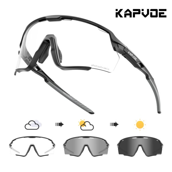 Kapvoe, nuevas gafas de sol fotocromáticas para ciclismo para hombres, gafas fotocromáticas azules, gafas para bicicleta nueva MTB, gafas deportivas UV400